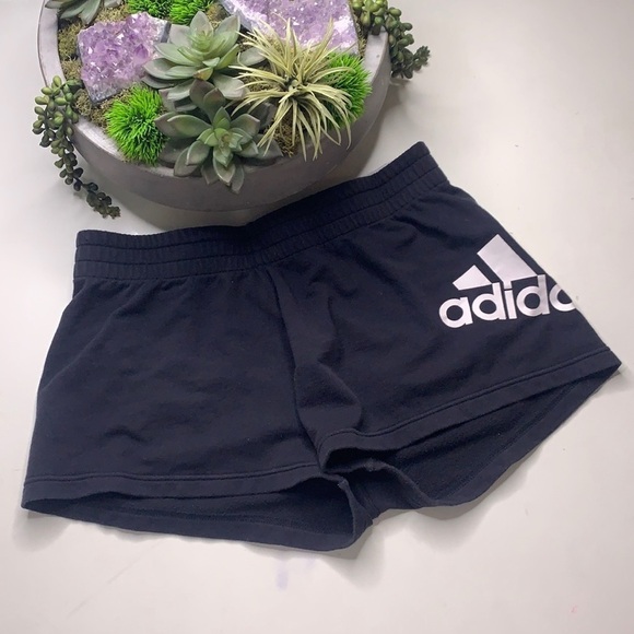 Adidas Black / White Cotton Logo Activewear micro Shorts Medium athletic medium - Picture 1 of 4